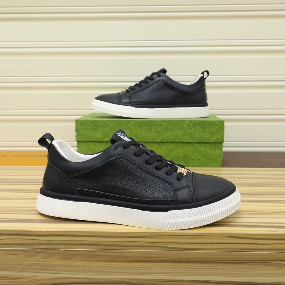 Gucci Men?S Platform Sneakers Leather Black And Black Edge view 3