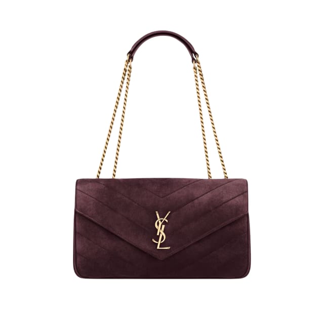 Saint Laurent Loulou Deep Wine Chevron Bag 29cm/11.4in