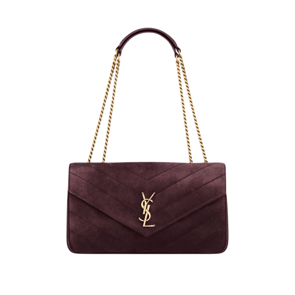 Saint Laurent Loulou Deep Wine Chevron Bag 29cm/11.4in