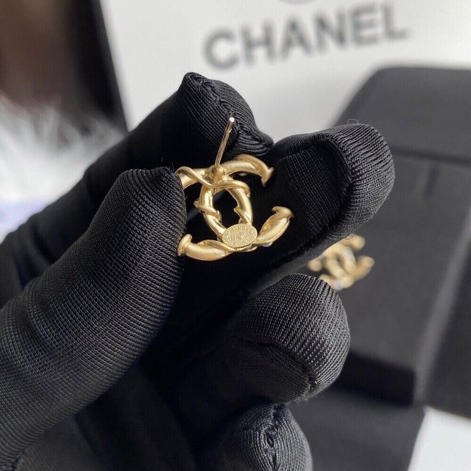 Chanel Cc Gold Earrings view 8