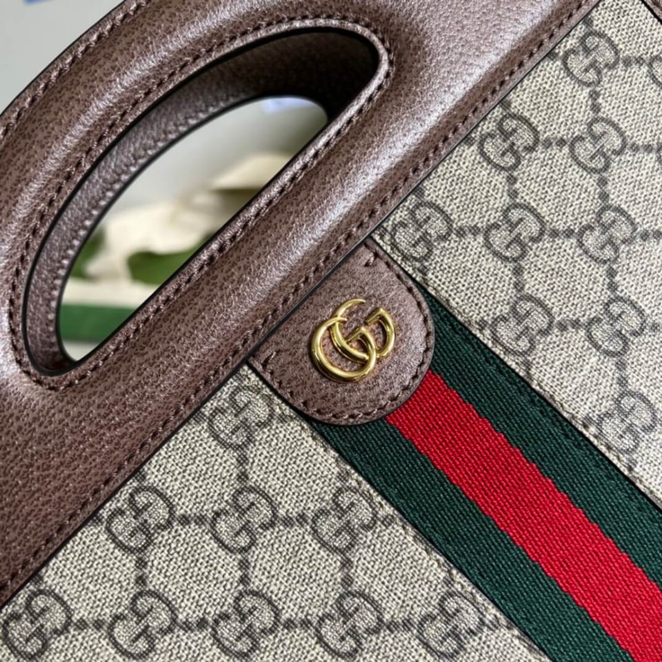 Gucci Ophidia Small Tote With Web Brown view 9