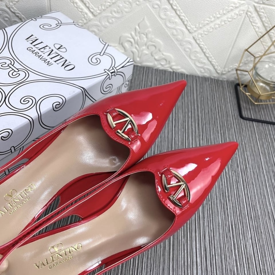 Valentino Vlogo The Bold Edition Slingback Pumps In Patent Leather 60Mm In Rouge Pur view 6