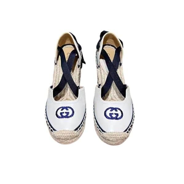 Gucci Gg Canvas Wedge Espadrilles White view 2