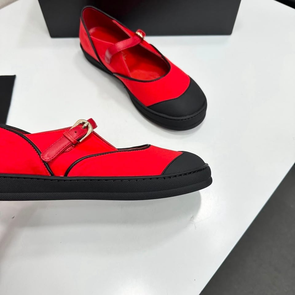 Chanel Mary Janes Fibres Mélangées &amp; Gomme Rouge &amp; Noir G47139 view 6