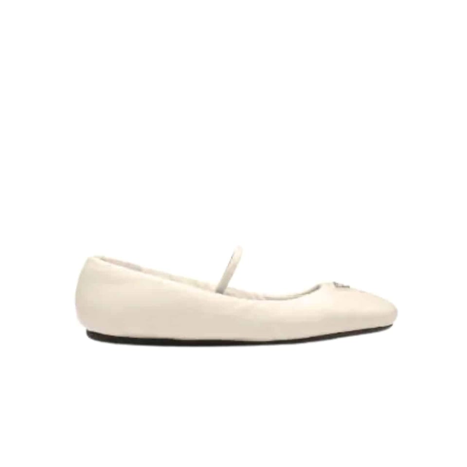 Prada Soft Padded Nappa Leather Ballerinas White view 2