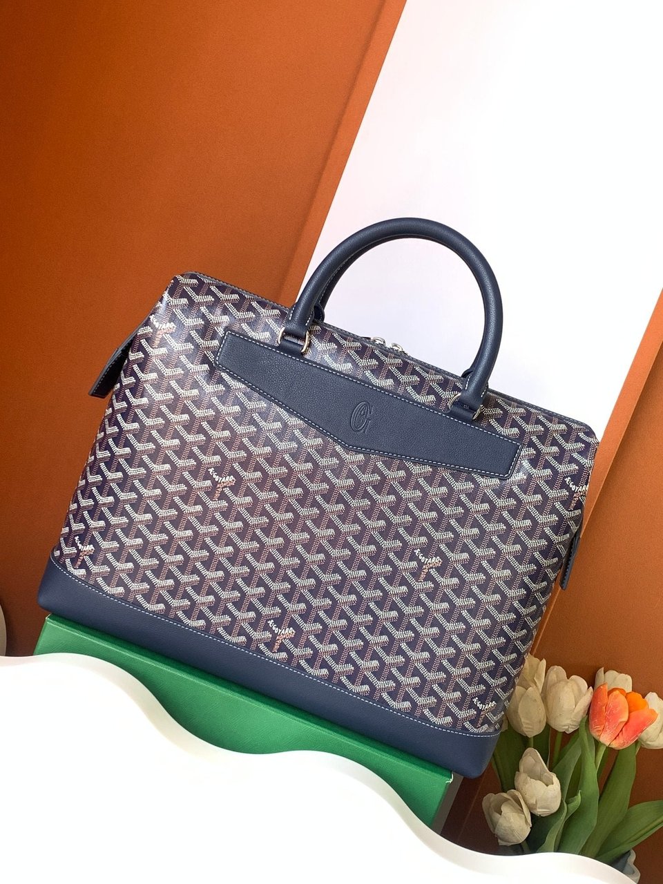 Goyard Cisalpin Document Case 39 Cm Navy Blue Goyardine Canvas And Calfskin view 6