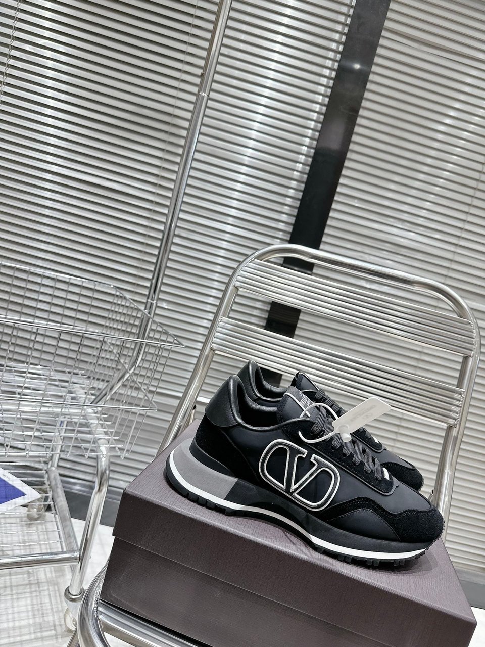 Valentino Lace And Mesh Lacerunner Trainer Black view 5