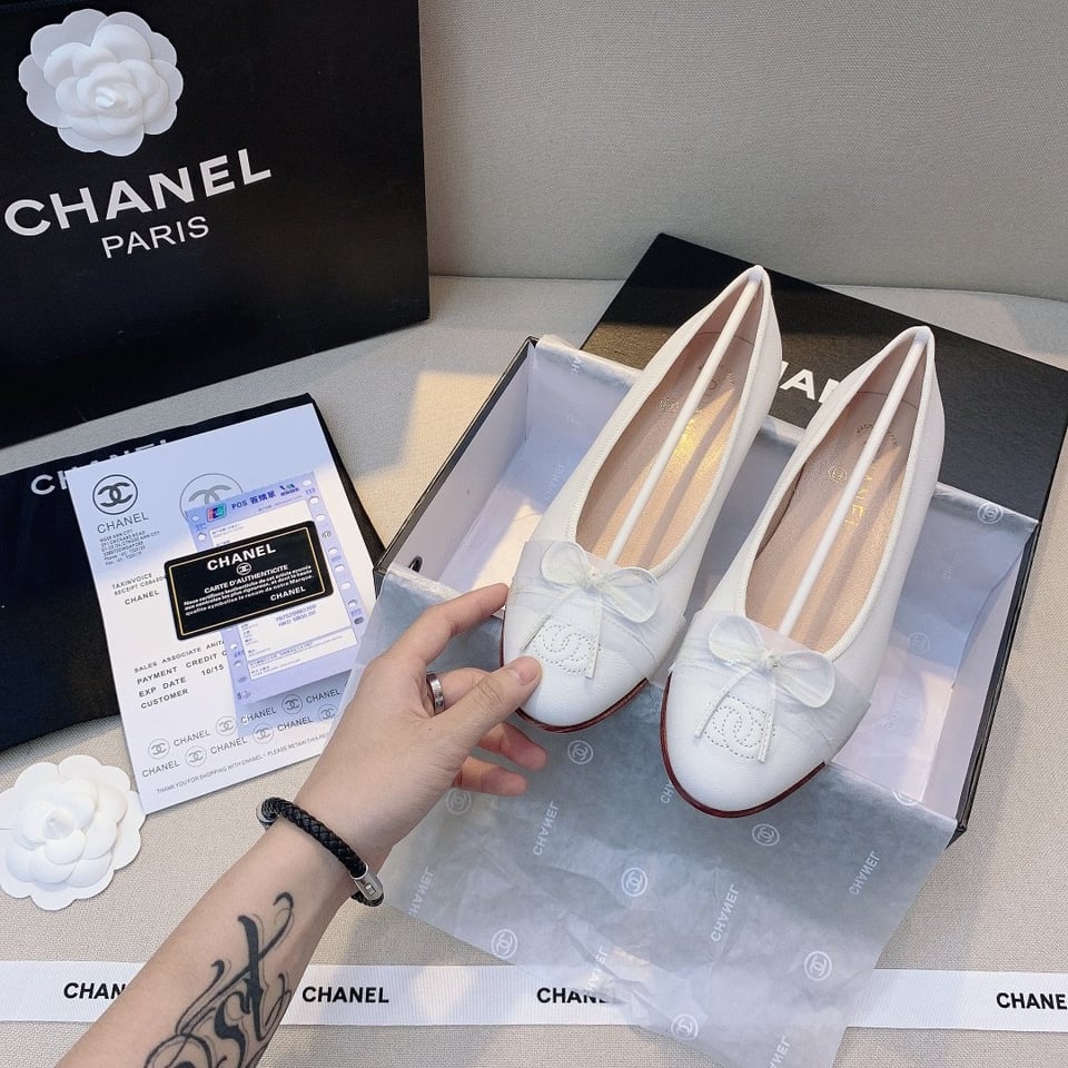 Chanel Classic Women’S Ballet White Sandals view 8
