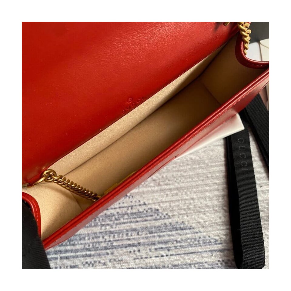 Gucci GG Marmont Mini Bag In Red Leather view 10