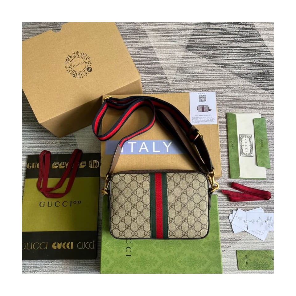Gucci Ophidia GG Supreme Shoulder Bag Beige/Ebony 24cm/9.4in view 8