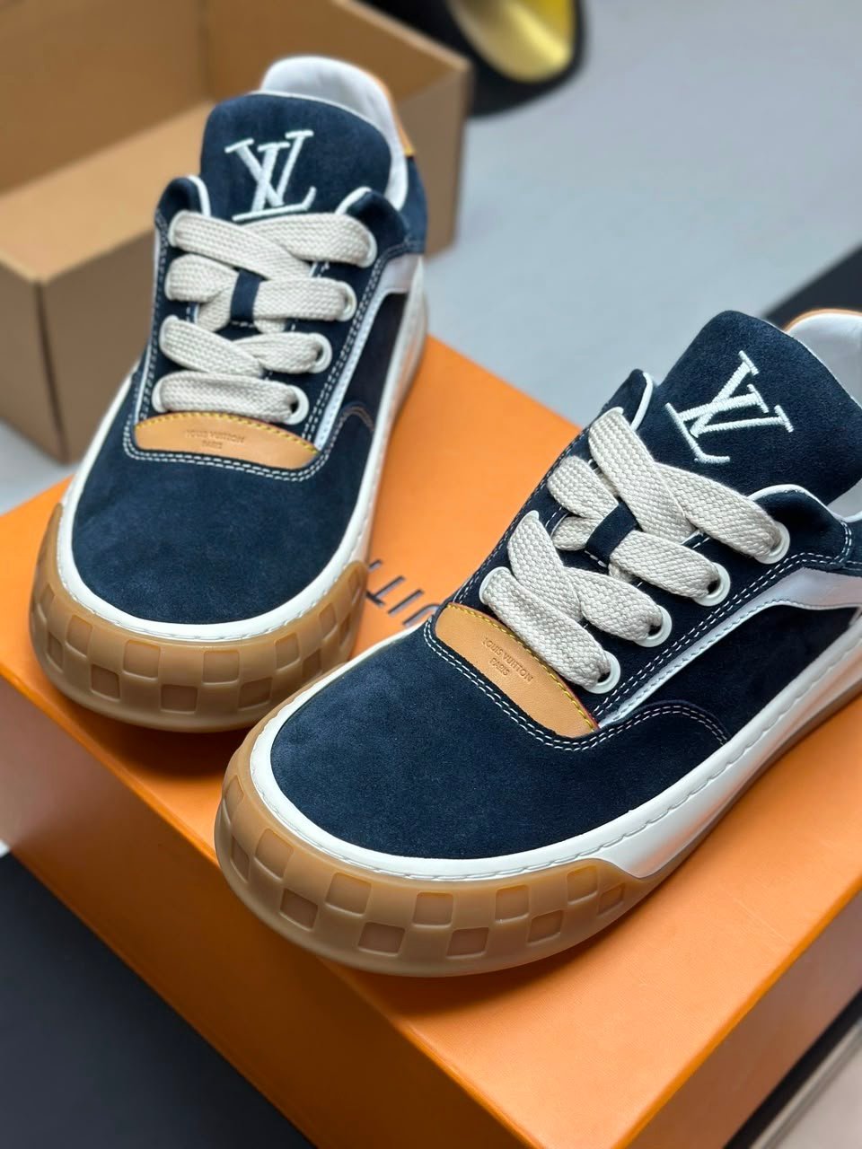 Louis Vuitton Tilted Sneakers Navy Blue The Underside Of Calfskin 1AJ749 view 4