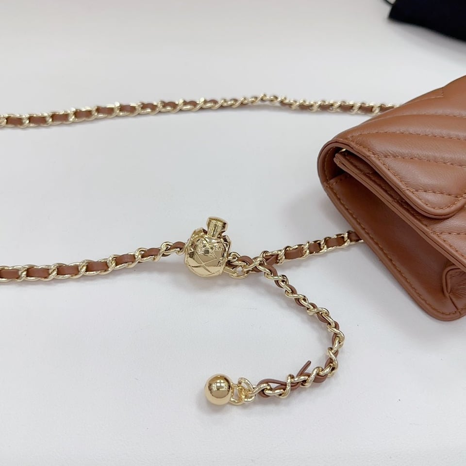Chanel 2.55 Belt Bown Chevron Lambskin Bag view 6