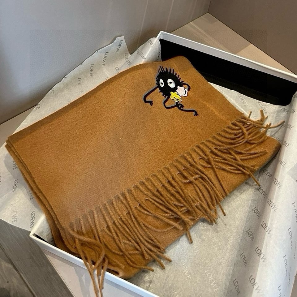 Loewe Mohair Scarf Soot Sprite Brown For Women 180cm view 5