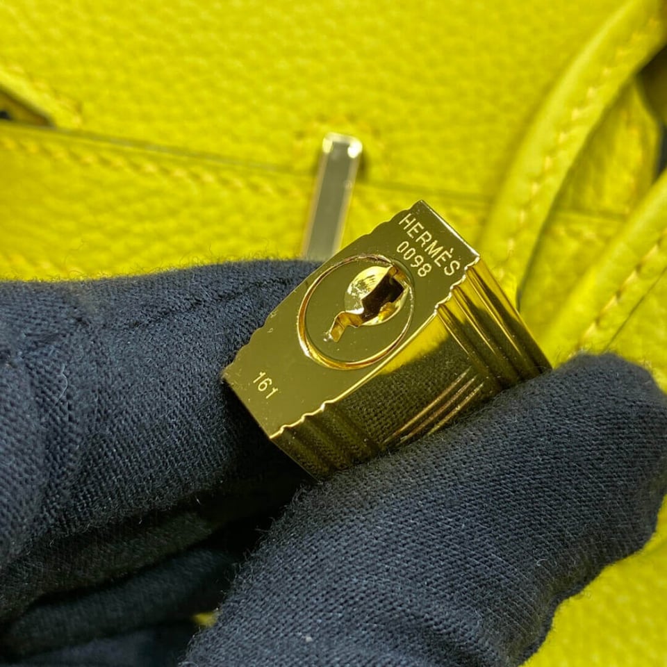 Hermes Birkin 30 Bag Lime Gold Hardware Togo Leather view 16