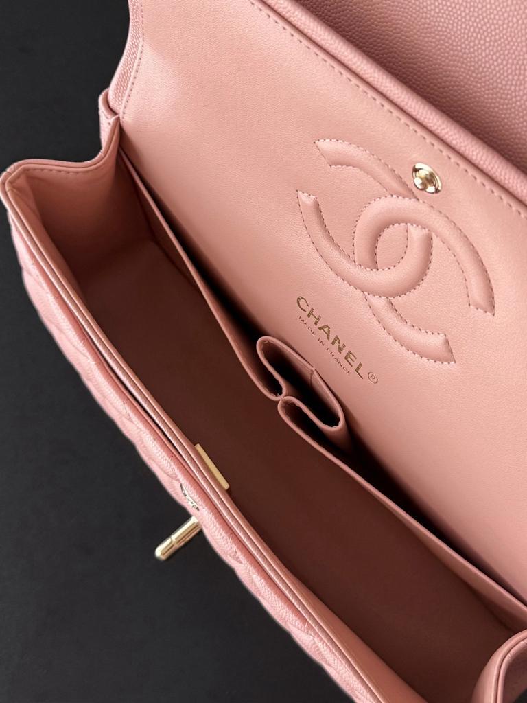 Chanel Classic Medium Double Flap Bag Grained Calfskin Light Pink Gold Hardware 25.5cm/10in view 4