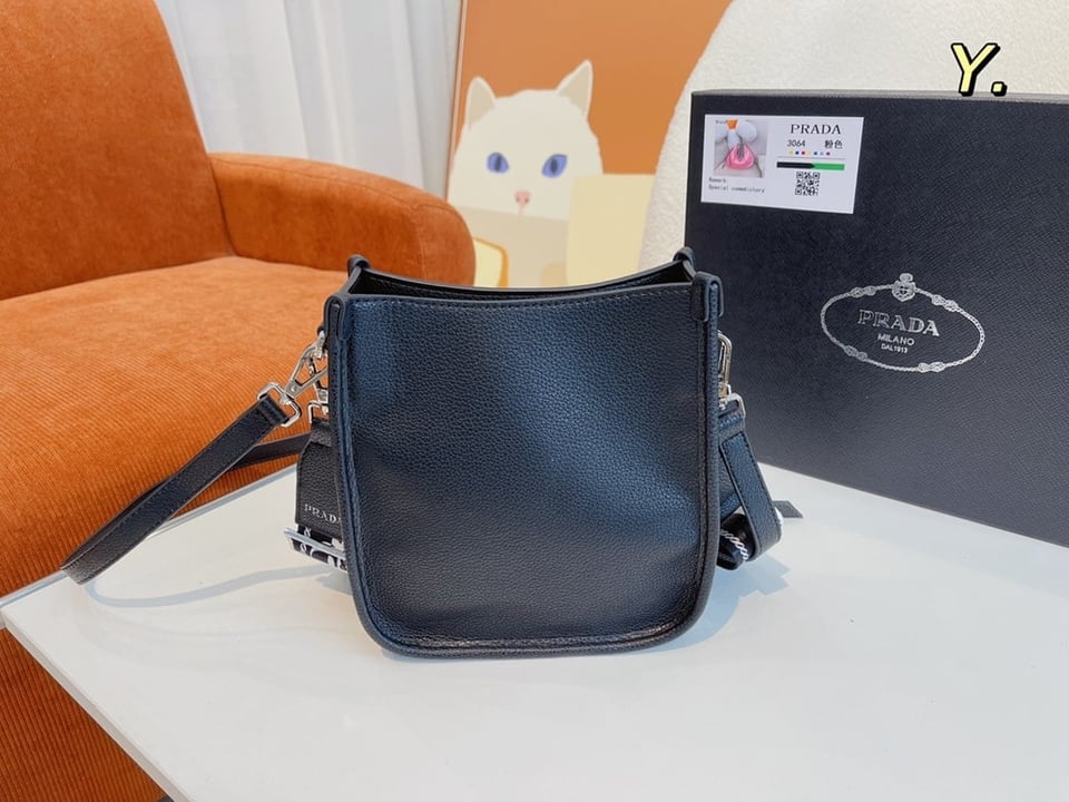 Prada Leather Mini Shoulder Bag Black 20Cm view 6