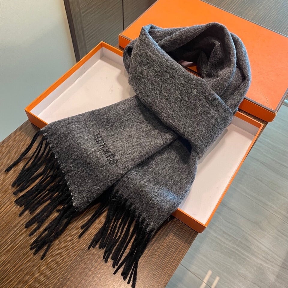 Hermes Cashmere Scarf Colorblock Gray For Women 180cm view 5