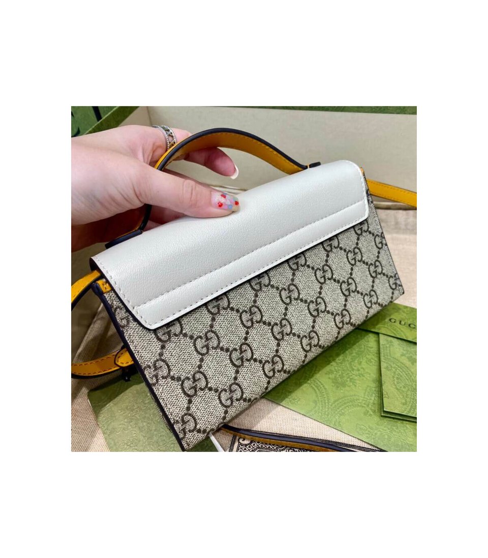 Gucci Padlock Mini Shoulder Bag Ivory &amp; Orange Leather 18cm/7in view 12