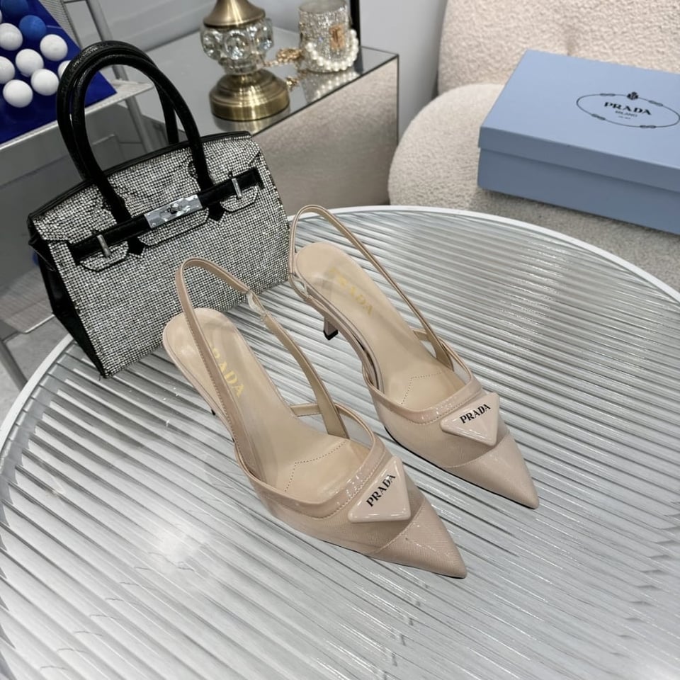 Prada Mesh Fabric Slingback Pumps Travertine Stone 1I891N 099 F0485 F 075 view 5