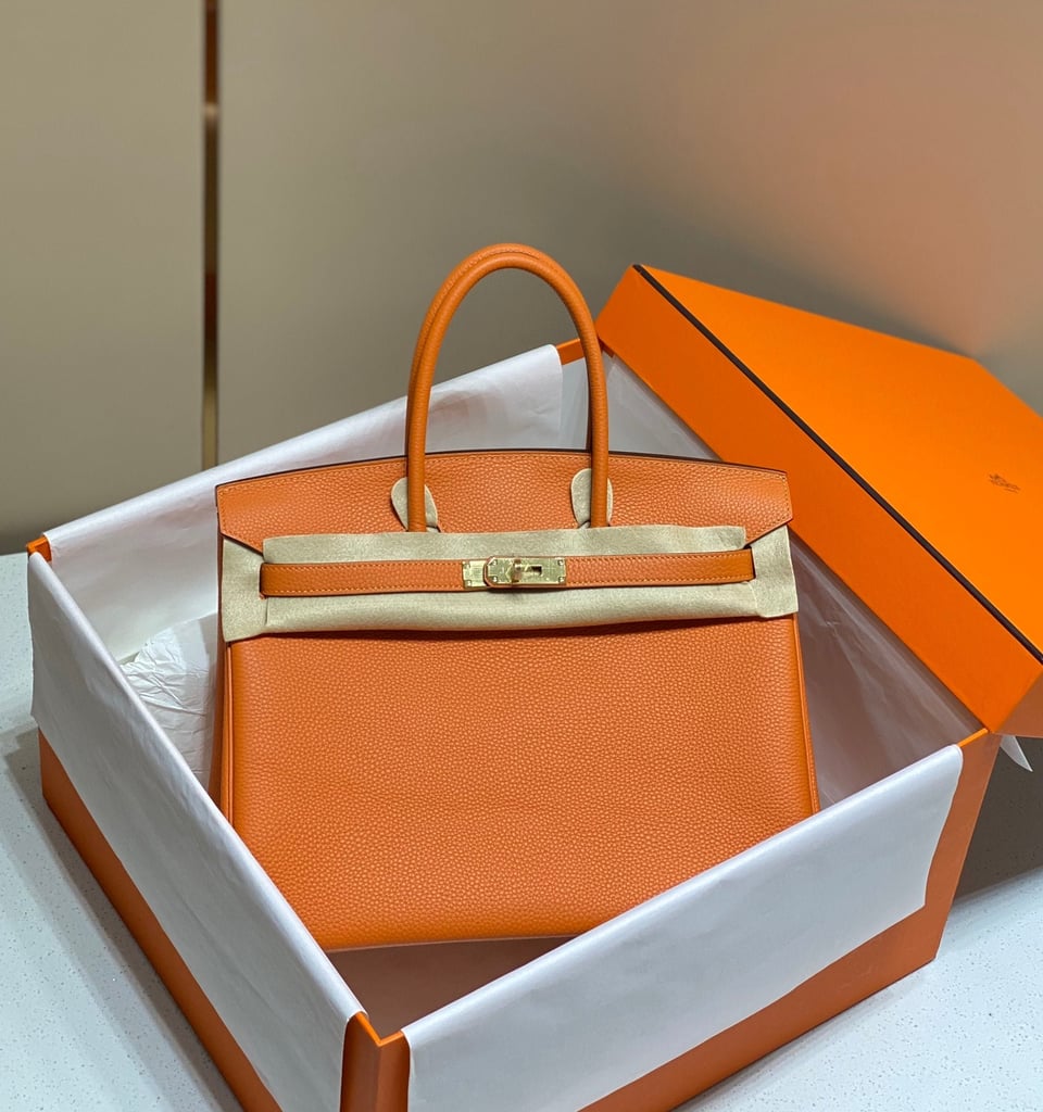 Hermes Birkin 35Cm Orange Togo Leather Gold Hardware view 3