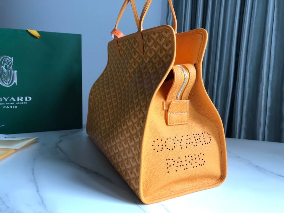 Goyard Hardy Pm Bag 40 Cm Yellow Goyardine Canvas And Taurillon Leather Trim view 3