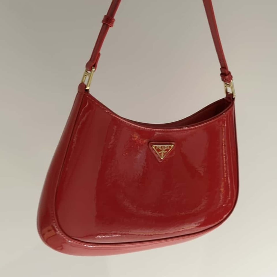 Prada Cleo Patent Leather Bag Cherry Red 27Cm view 3