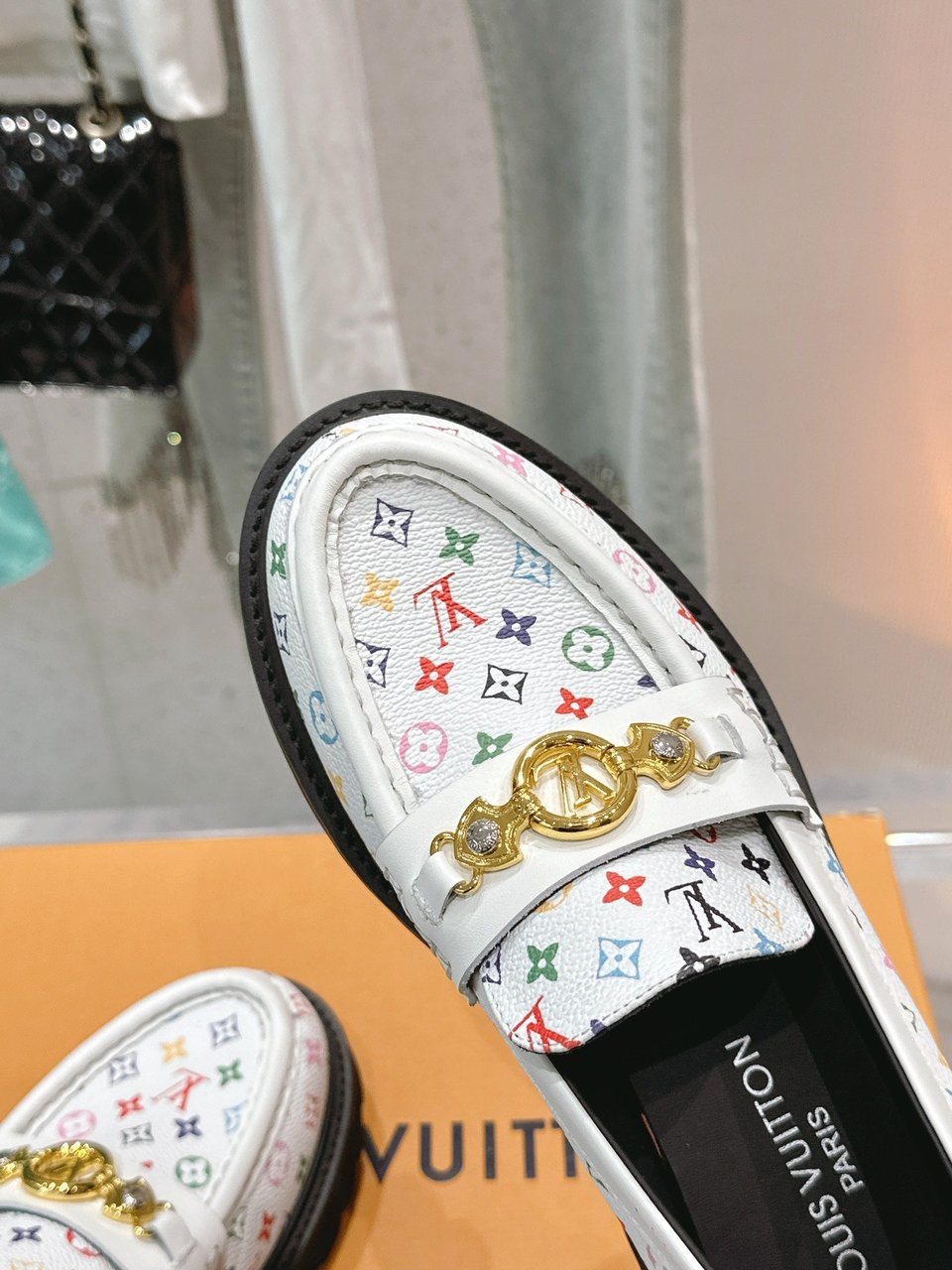 Louis Vuitton LV Monogram Multicolor White Loafers – Women’s Shoes view 6