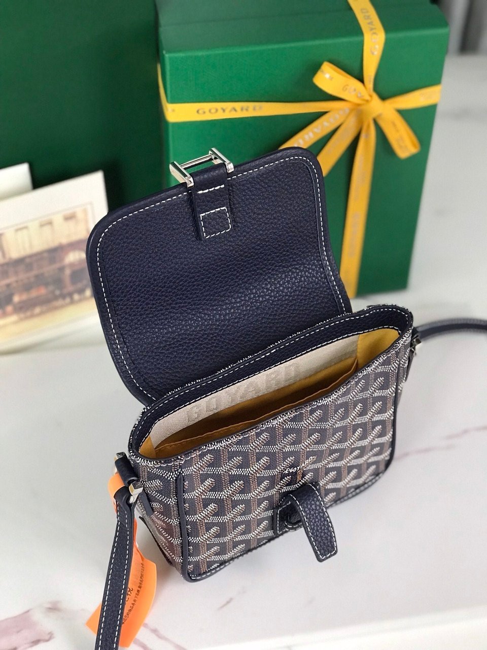 Goyard Grand Bleu 16 Cm Navy Blue Goyardine Canvas And Lambskin view 3