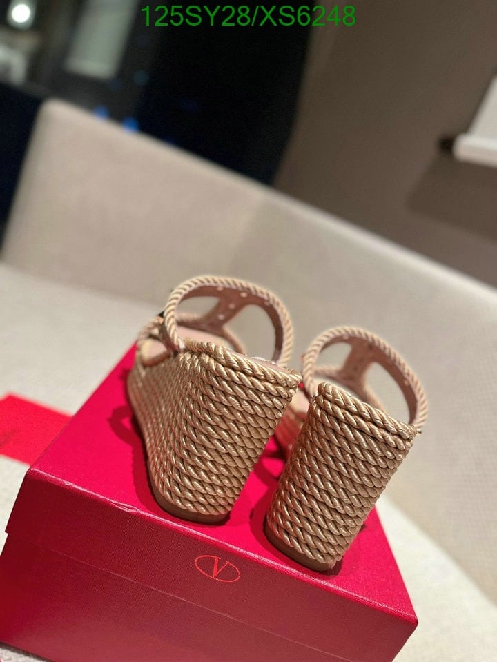 Valentino Garavani Rockstud Leather Wedge Sandals Beige view 4