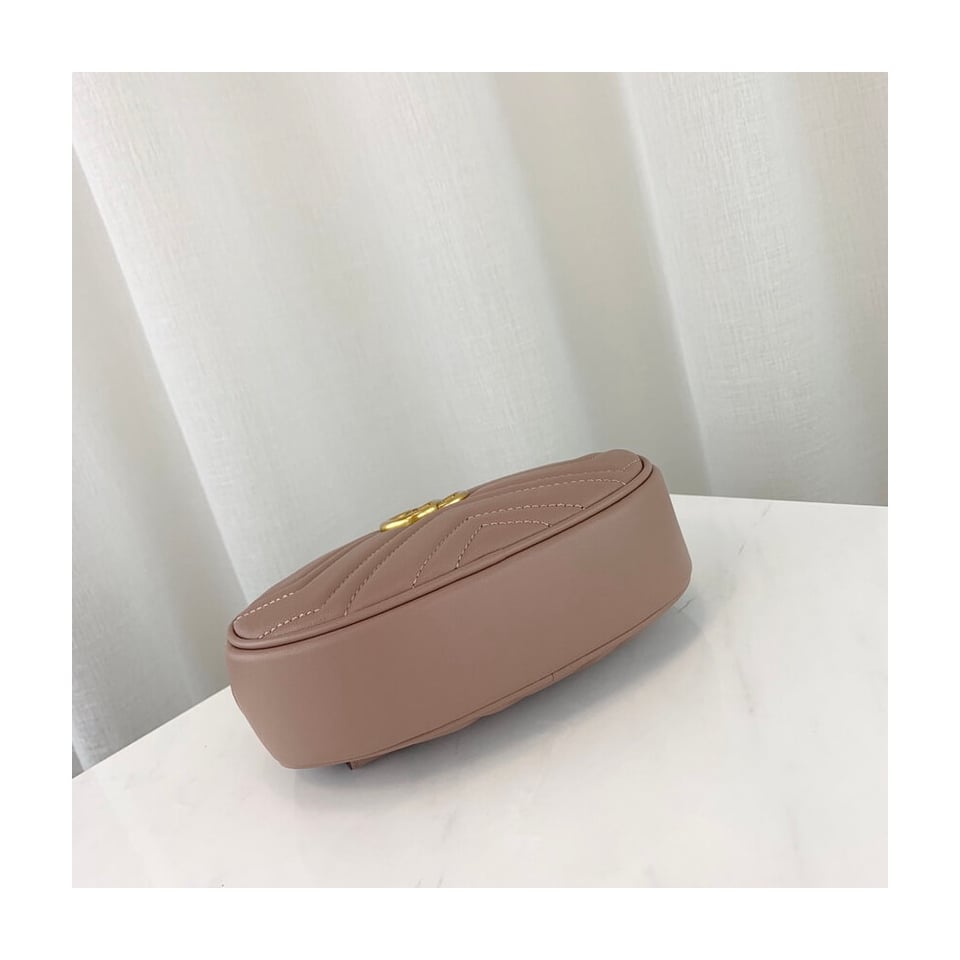 Gucci GG Marmont Matelasse Leather Belt Bag Nude Pink view 9