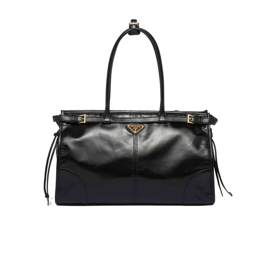 Prada Large Leather Handbag Black 40Cm view 2