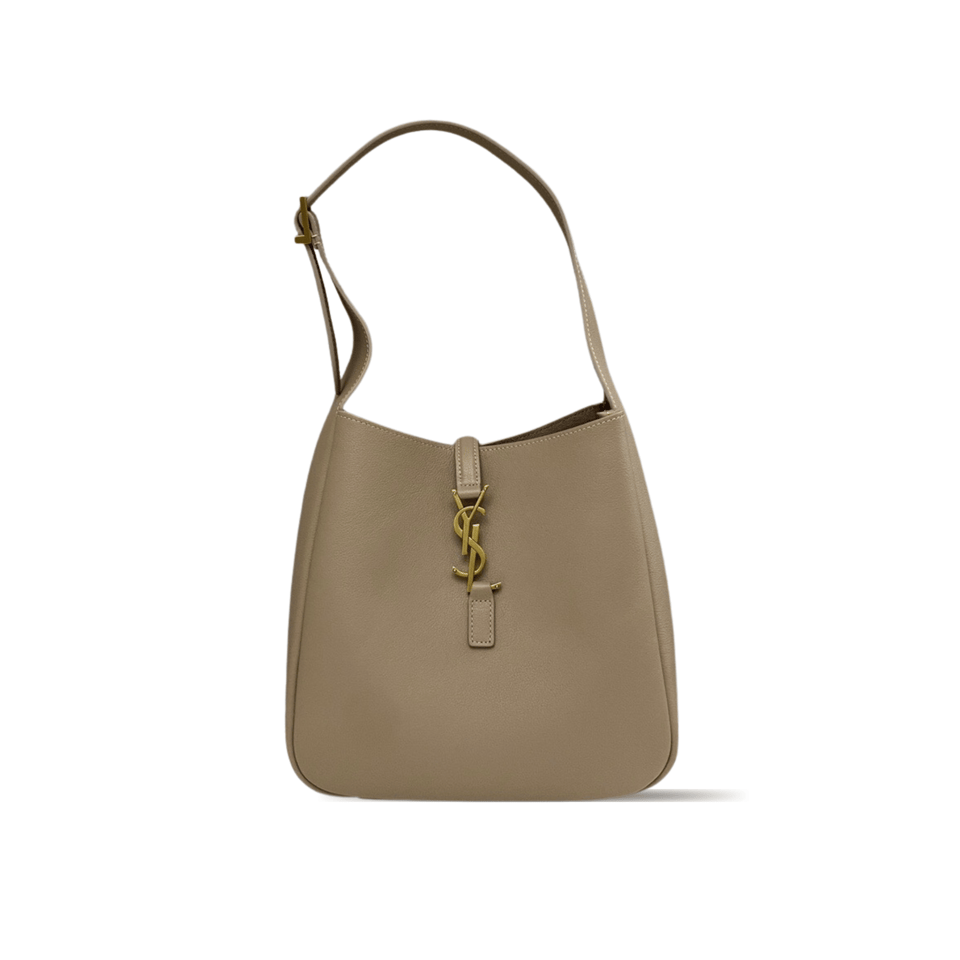 Saint Laurent Le 5 A 7 Soft Small Hobo Bag In Smooth Leather Grey view 2