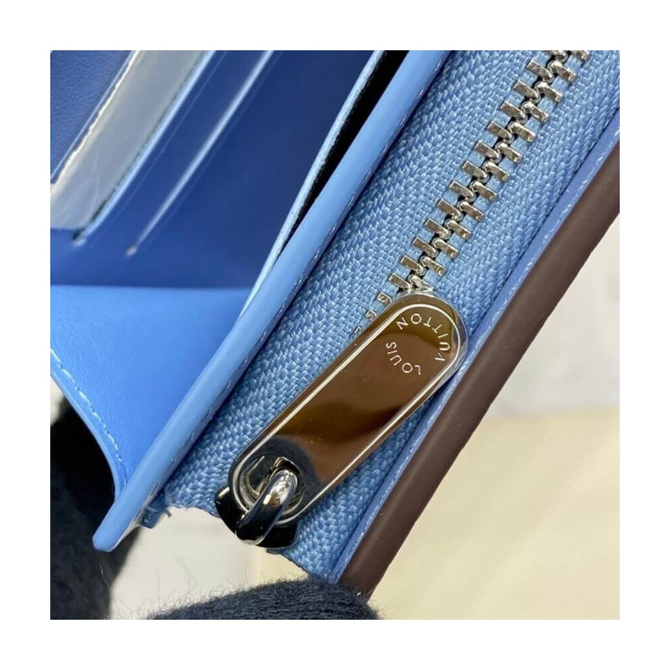 Louis Vuitton Iris Compact Wallet in Blue Gradient Mahina Perforated Leather view 10