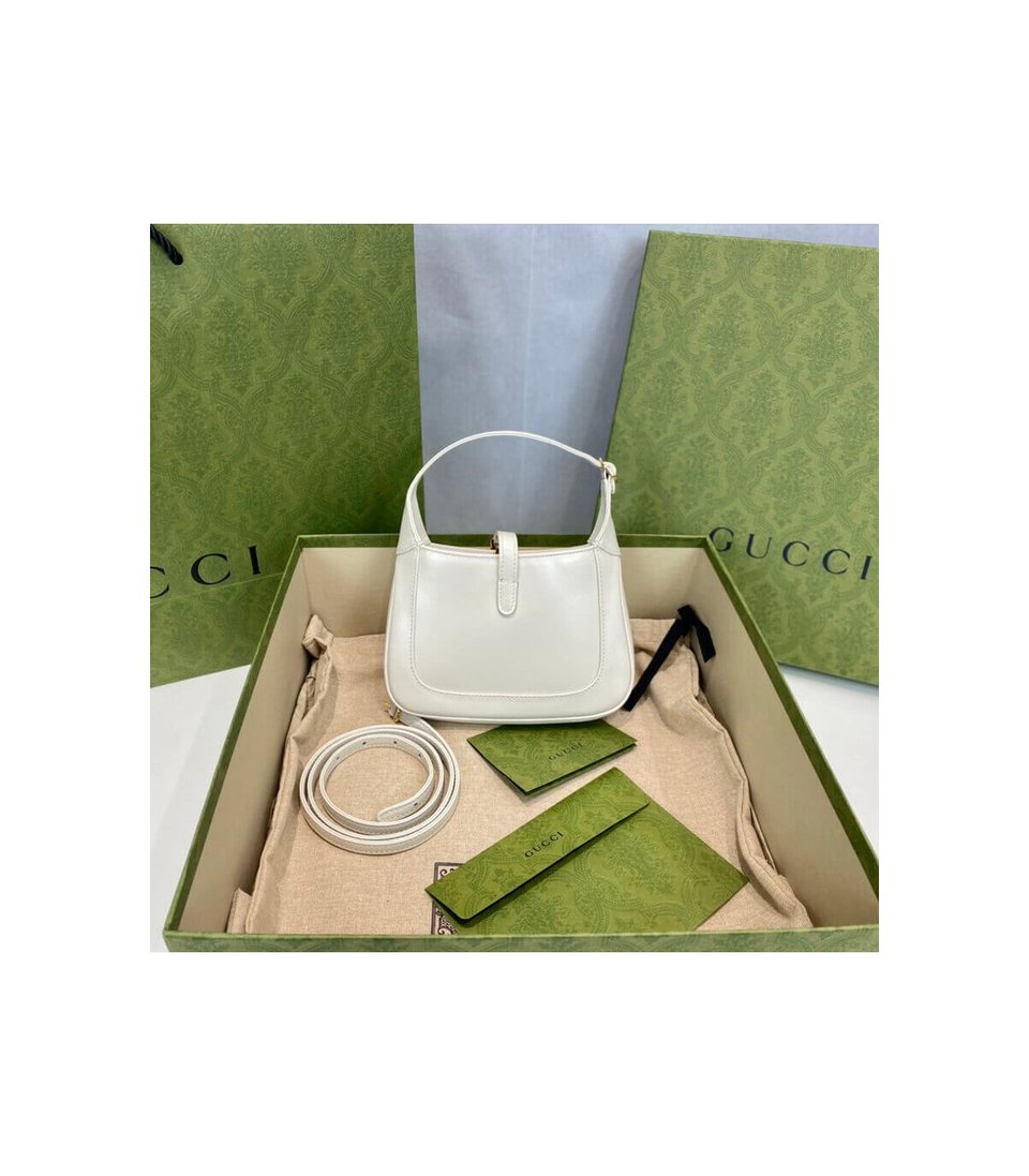 Gucci Jackie 1961 Mini Hobo Bag In White Leather 19cm view 13