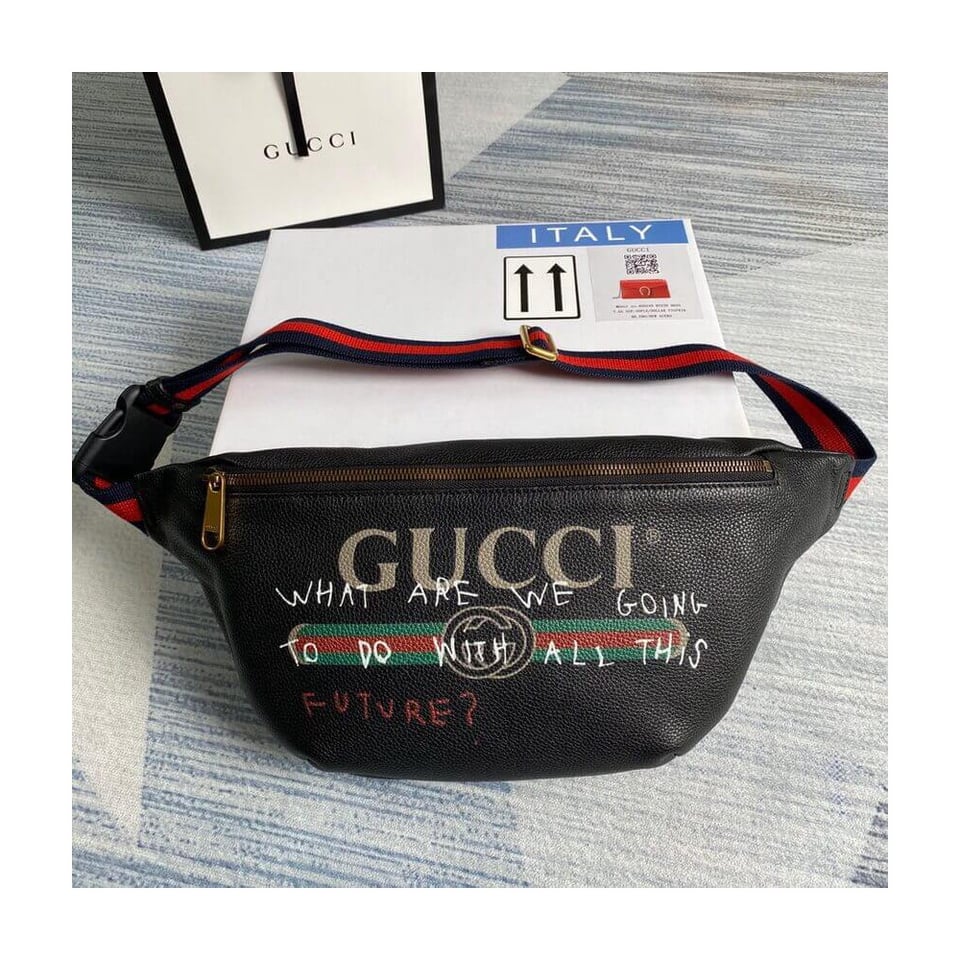 Gucci Leather Coco Capitan Vintage Logo Belt Bag Black view 4