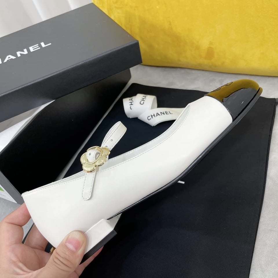 Chanel Mary Janes Black White view 4