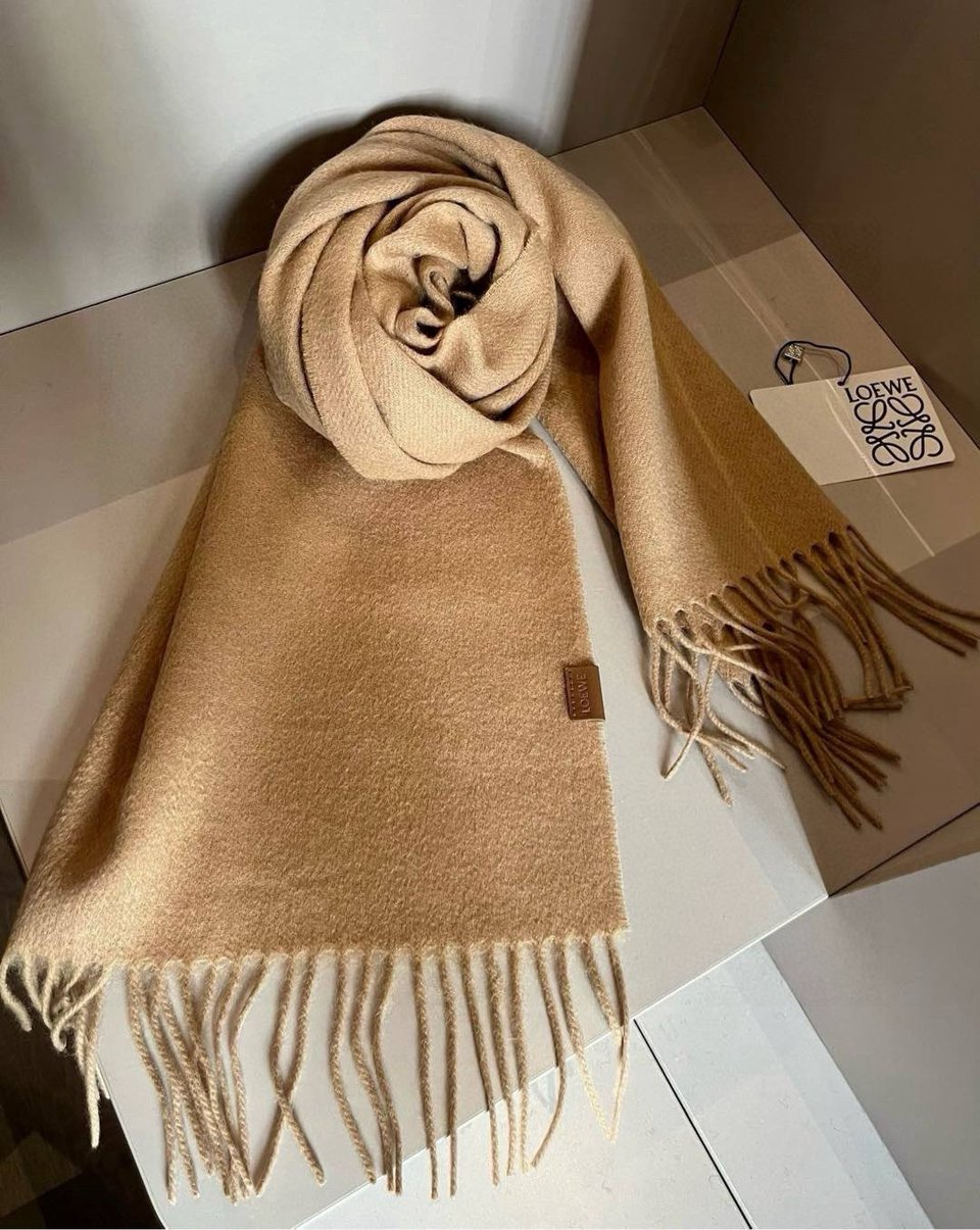 Loewe Mohair Scarf Solid Beige For Women 180cm view 2