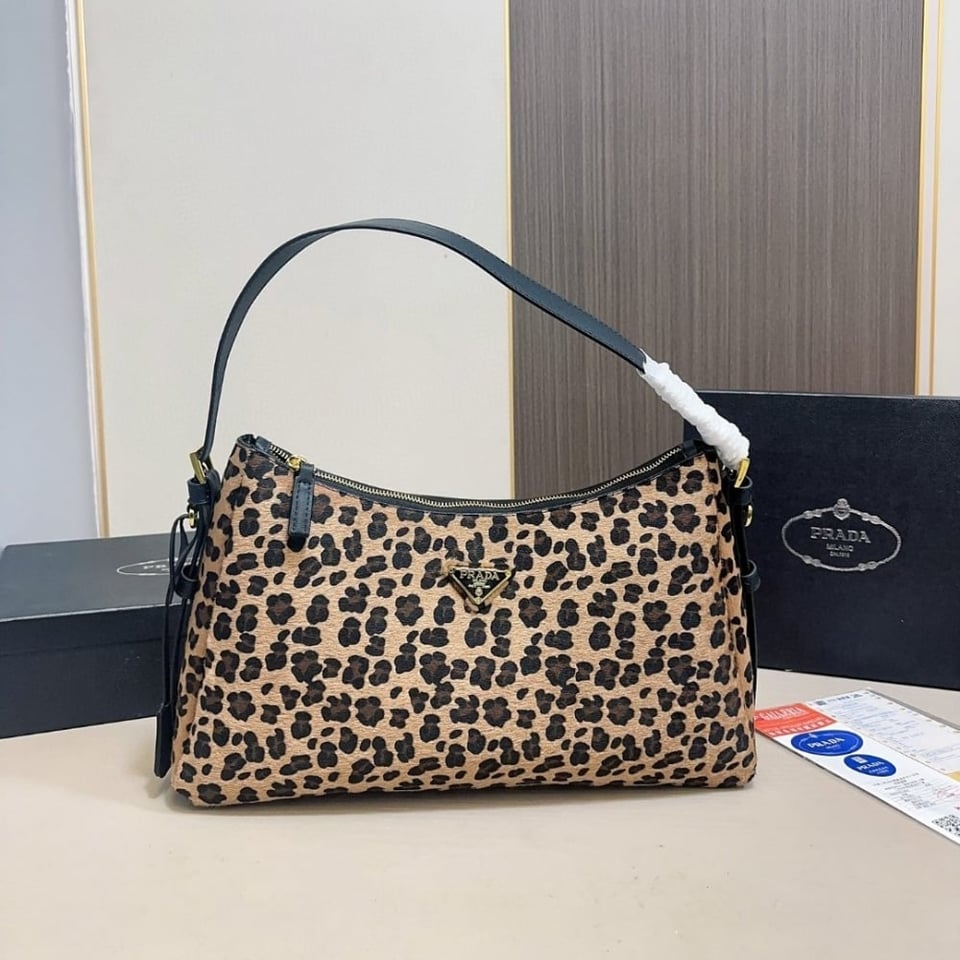 Prada Aimèe Medium Printed Leather Shoulder Bag Honey 39Cm view 3