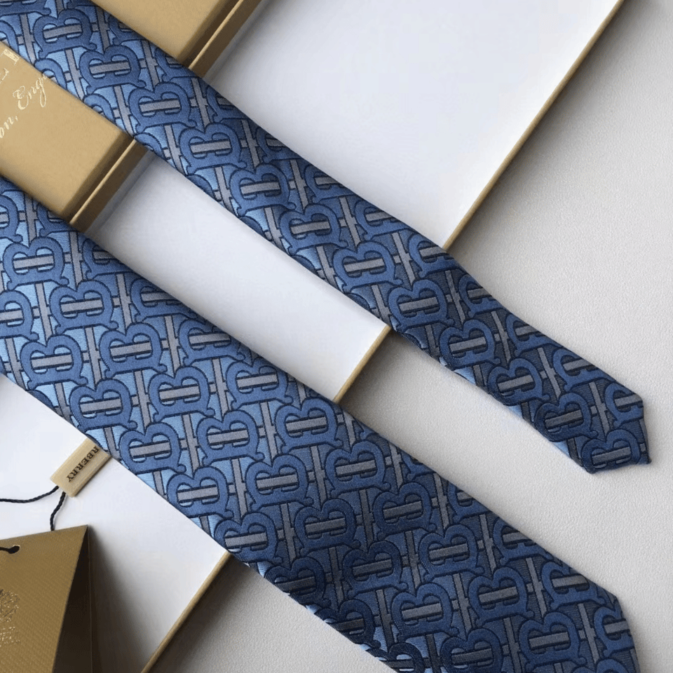 Burberry Blue Monogram Canvas Tie For Men view 4