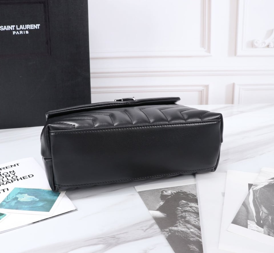 Saint Laurent Loulou Small Chain Bag In Matelasse Y Black Noir 23Cm view 10