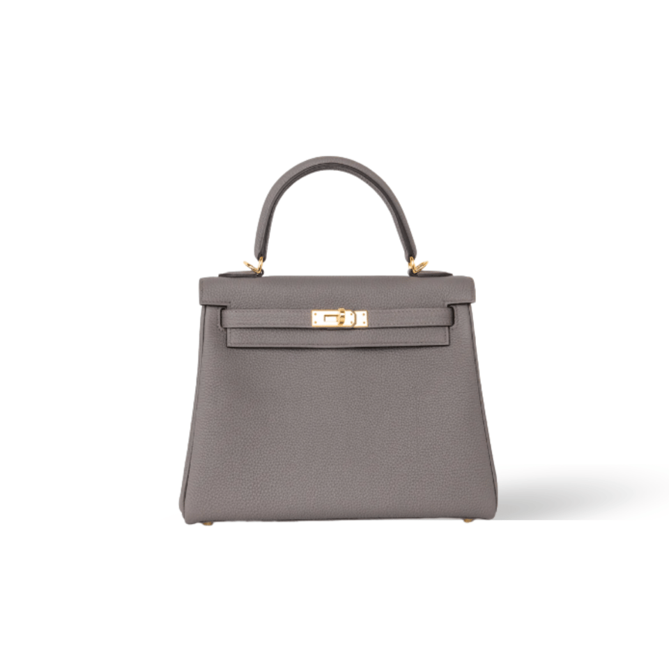 Hermes Kelly 25 Bag In Etain Epsom Leather For Women 25cm/10in