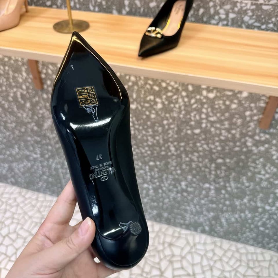 Valentino Garavani Vlogo Patent Leather Slingback Pump Black view 6