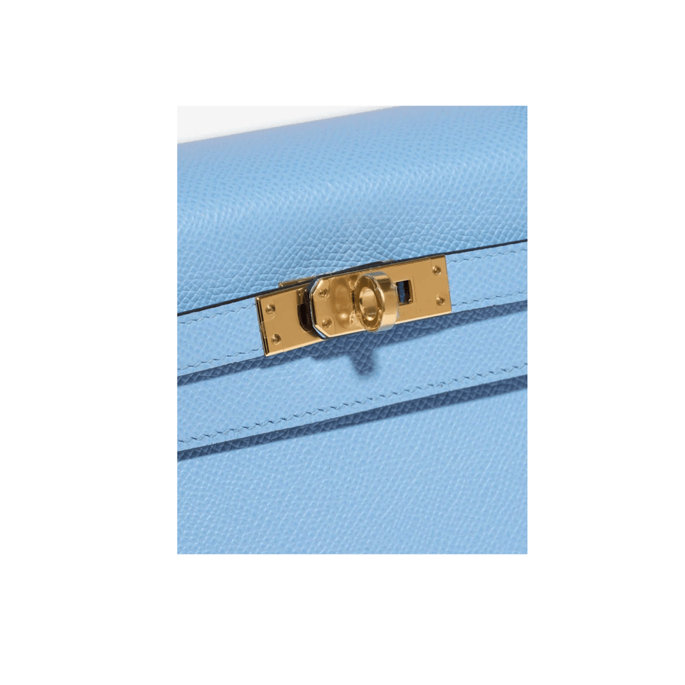 Hermes Kelly 25 Bag In Blue Celeste Gold Buckle Leather For Women 25cm/10in view 5