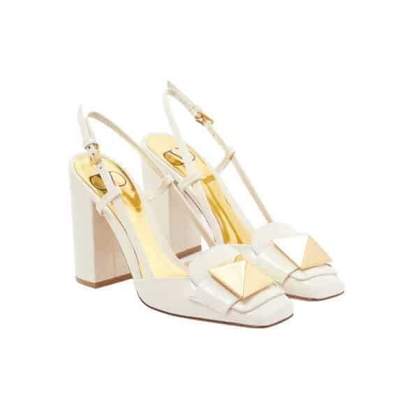 Valentino Garavani One Stud Patent Leather Slingback Pump White view 2