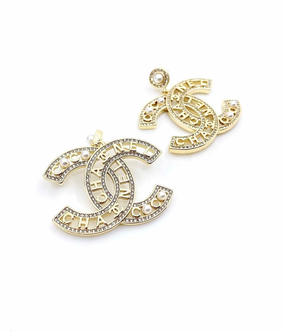 Chanel Cc Gold Earrings view 6