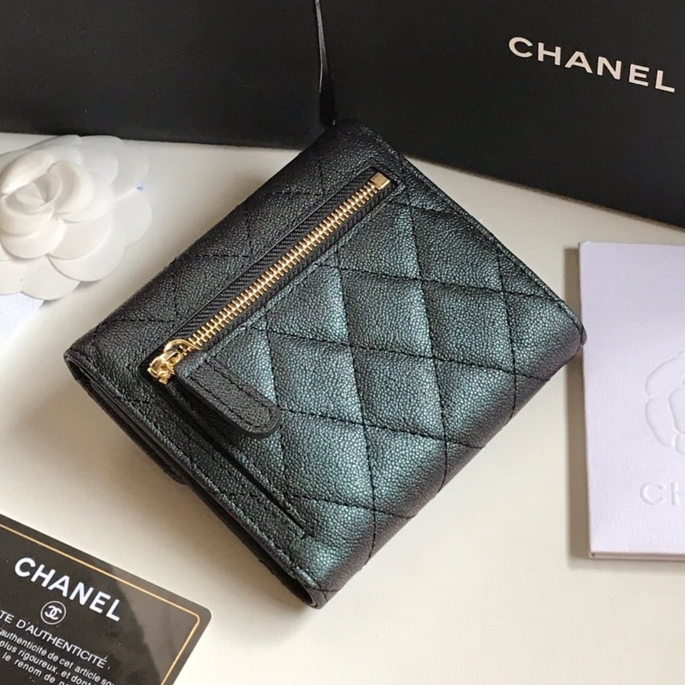 Chanel Flap Card Holder 11.5 Black Grained Calfskin Gold Icon view 9