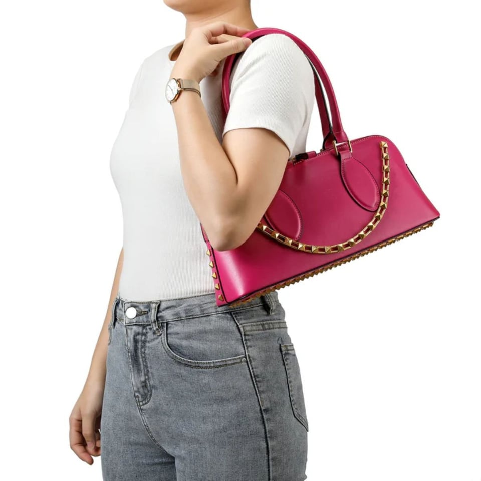 Valentino Garavani Rockstud East-West Zip-Up Tote Bag Pink 34Cm view 3