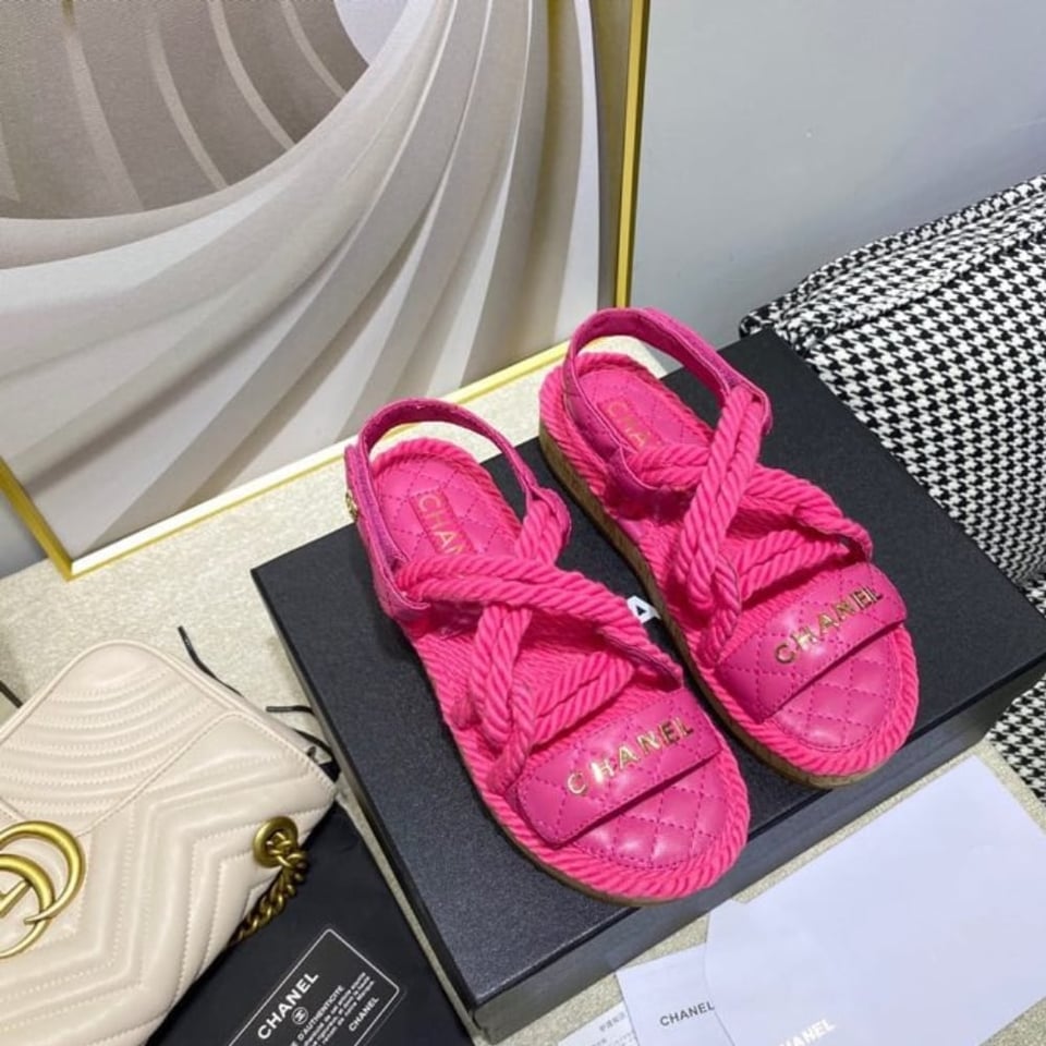 Chanel Rope Sandals Strap Pink view 3