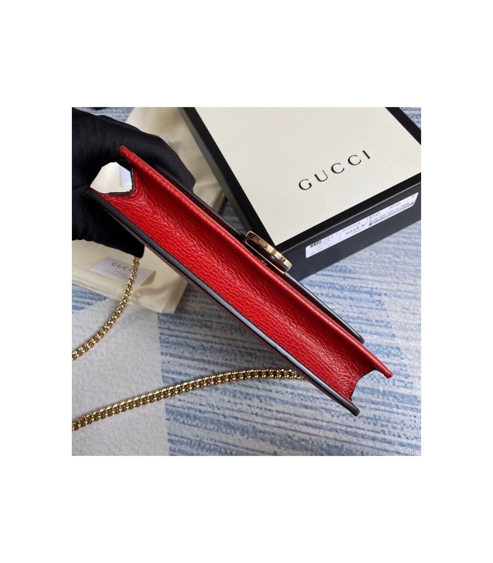 Gucci GG Interlocking Wallet On Chain Red view 8