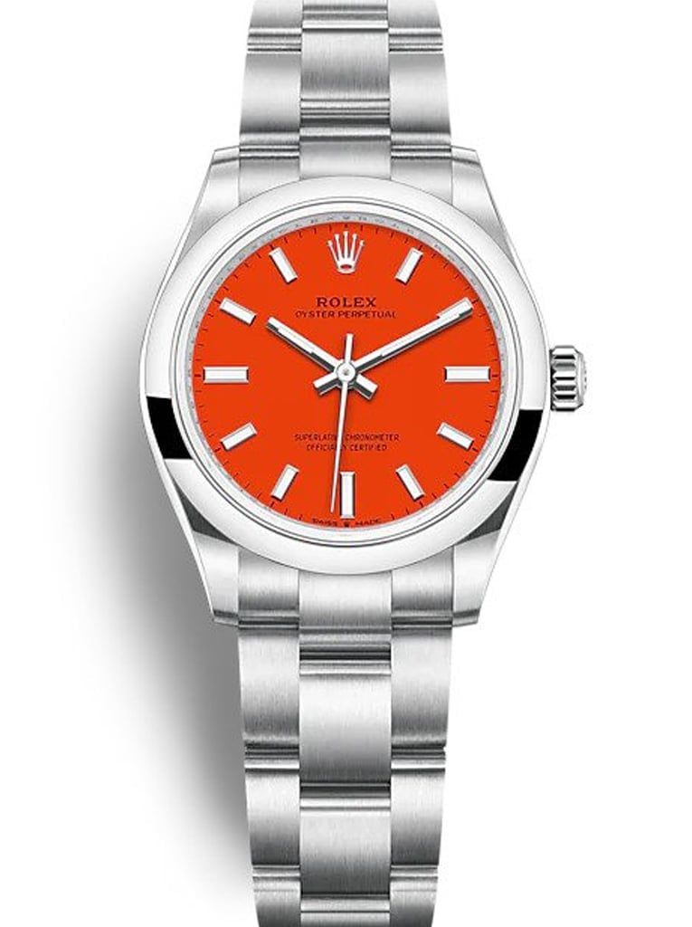 Rolex Oyster Perpetual Lady 31mm Coral Red Dial 277200 view 2